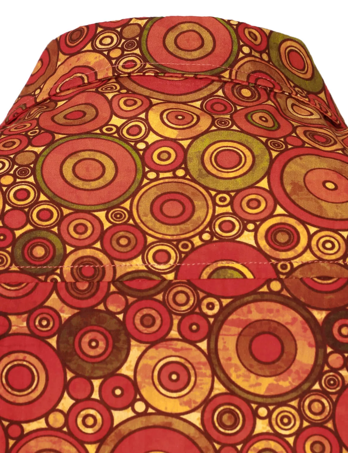 Men's 70s Geometric Print Circle Cotton Long Sleeve Shirt