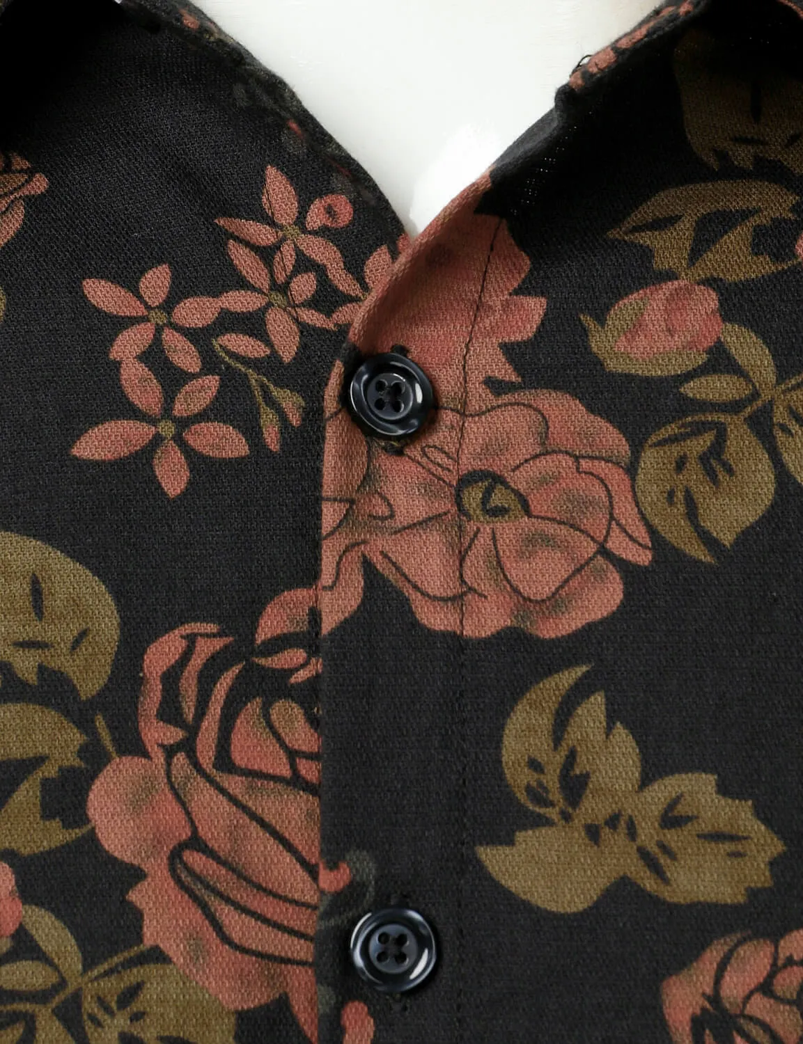 Men's Casual Floral Vintage Button Up Long Sleeve Shirt
