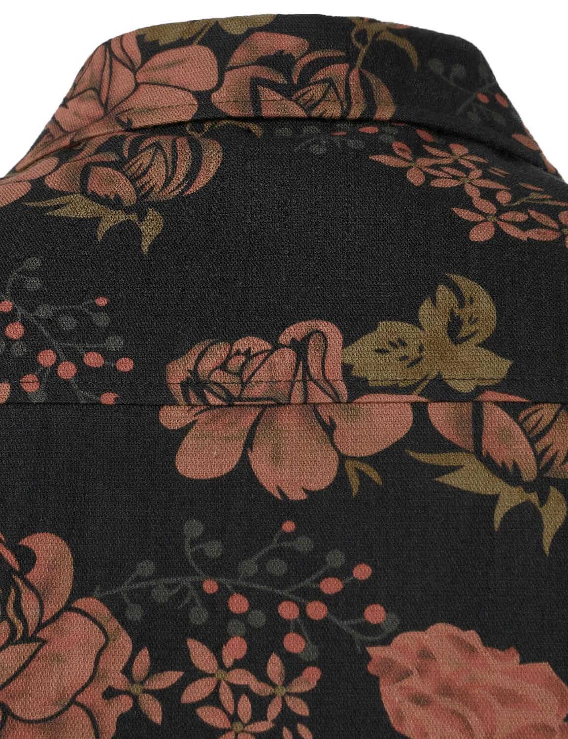 Men's Casual Floral Vintage Button Up Long Sleeve Shirt