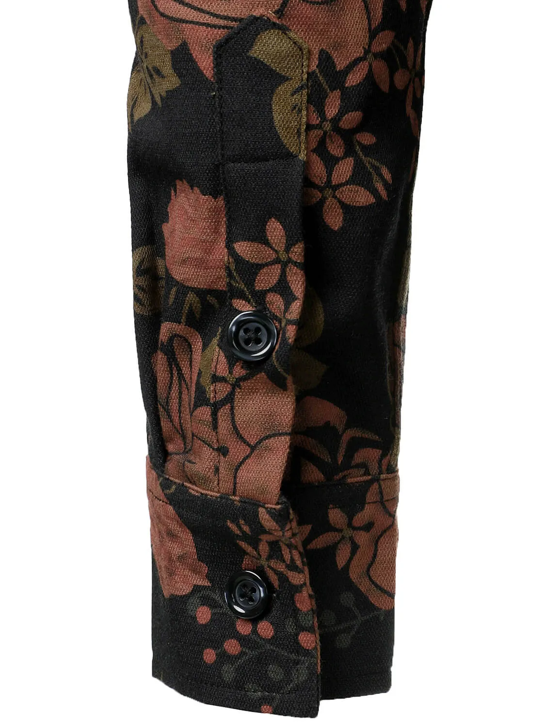 Men's Casual Floral Vintage Button Up Long Sleeve Shirt