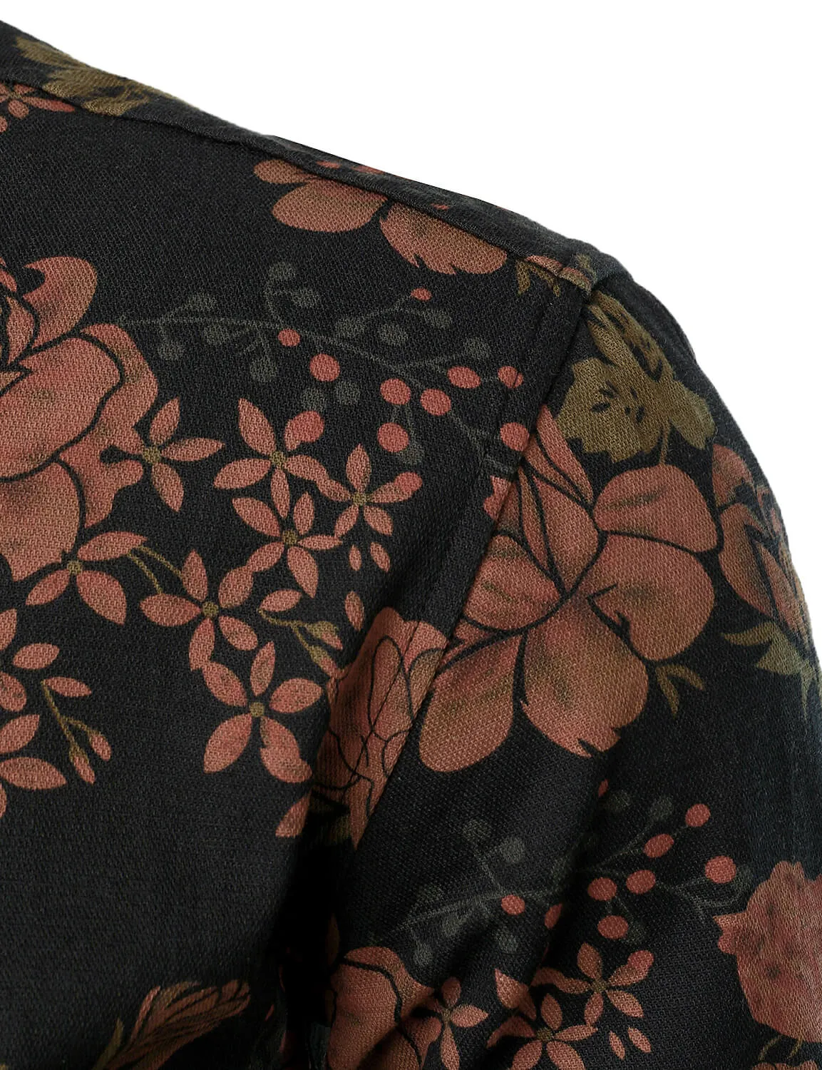 Men's Casual Floral Vintage Button Up Long Sleeve Shirt
