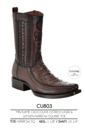 Men’s Cuadra Ostrich Laser Narrow Square Toe Ankle Boots CU803