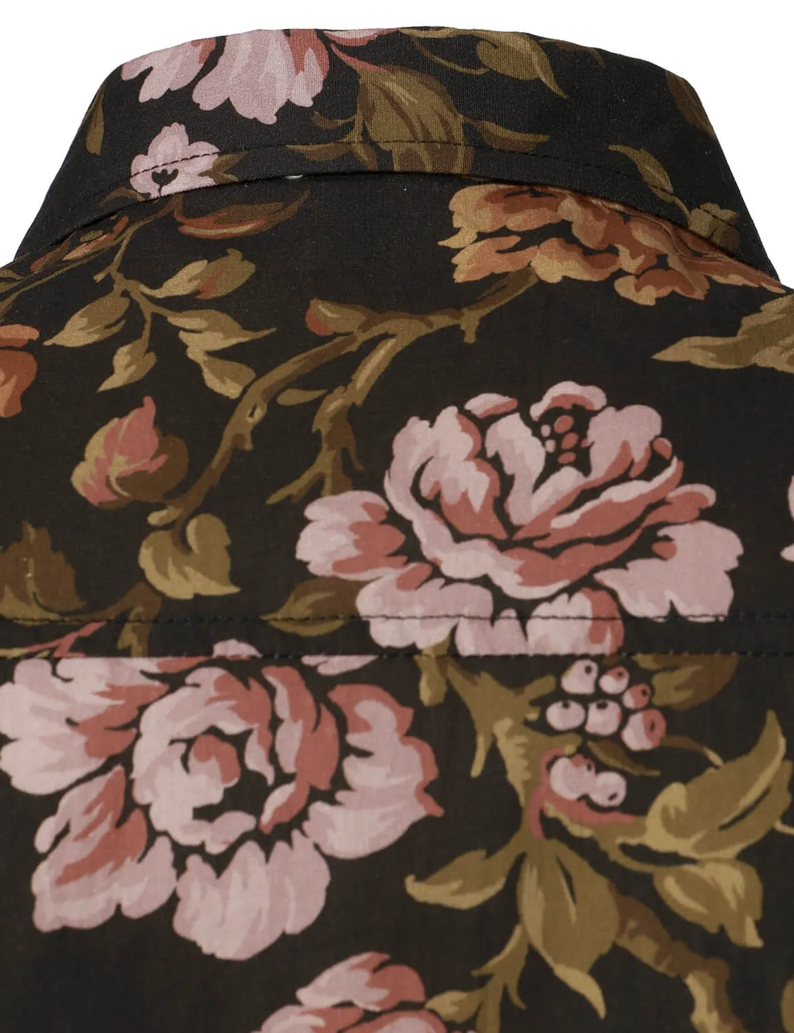 Men's Floral Cotton Button Up Vintage Long Sleeve Dress Shirt