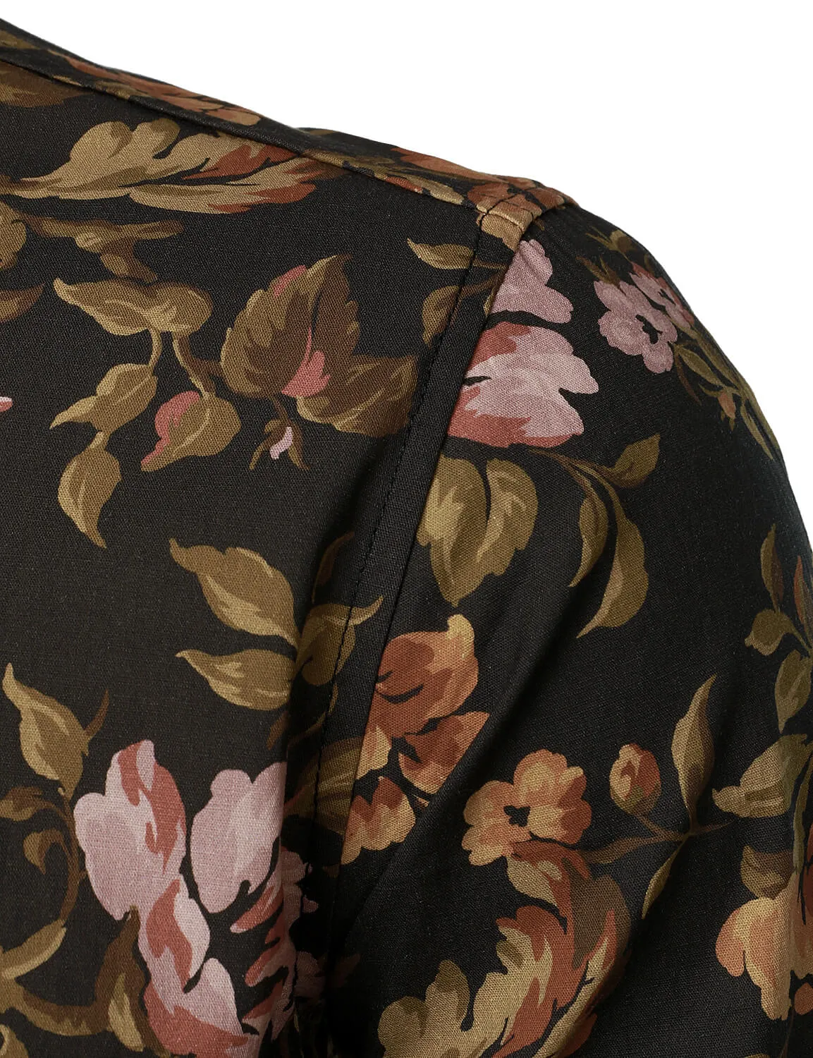 Men's Floral Cotton Button Up Vintage Long Sleeve Dress Shirt
