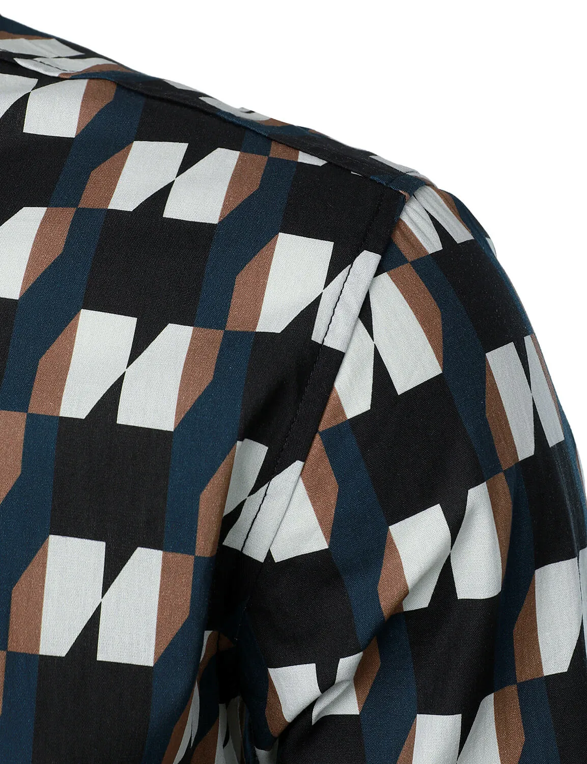 Men's Geometric Cotton Casual Button Up Long Sleeve Shirt