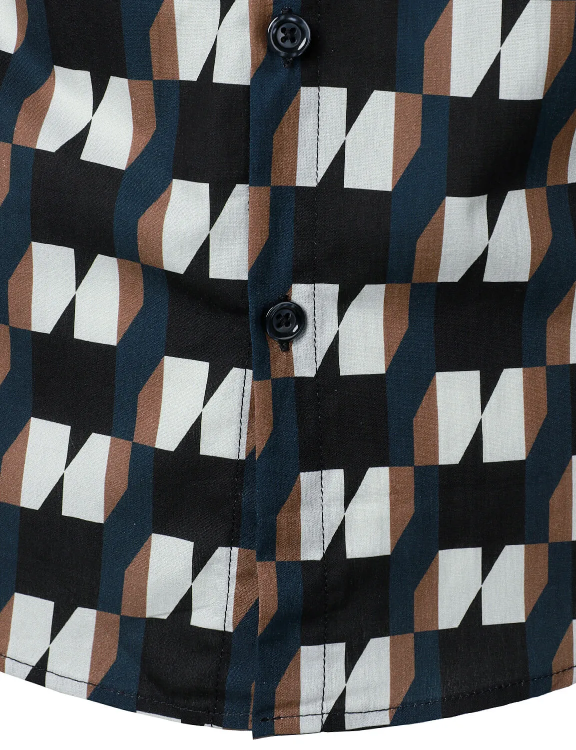 Men's Geometric Cotton Casual Button Up Long Sleeve Shirt