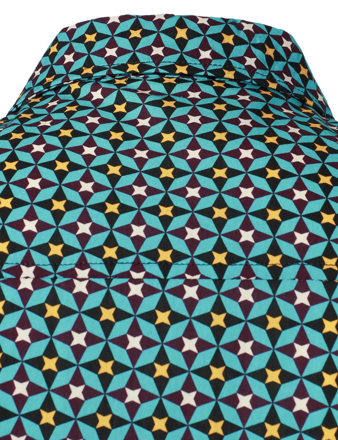 Men's Geometric Star Print Casual Long Sleeve Button Up Shirt