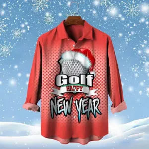 Men's Golf Santa Festive Shirt 3D Printed Long Sleeve Shirt 2410008928