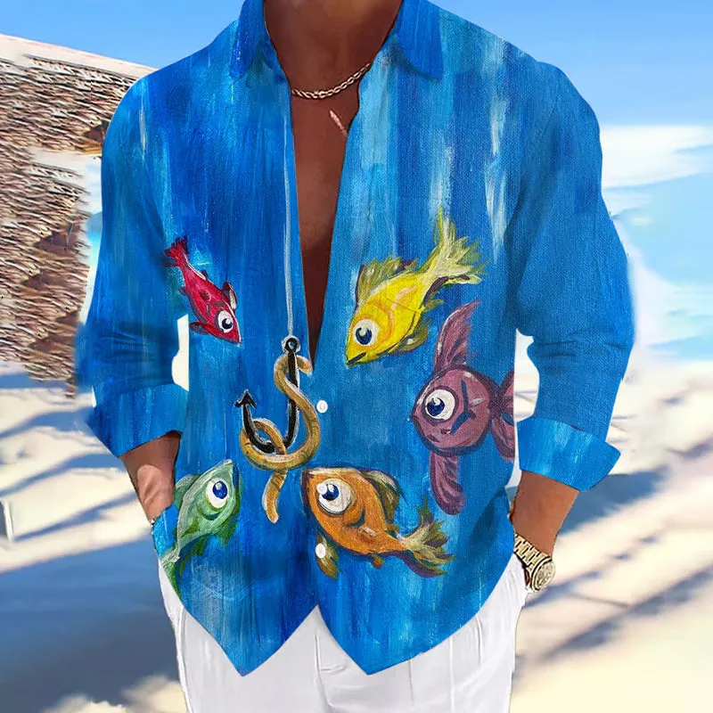 Men's Hawaiian Fish Fashion Resort Casual Shirt