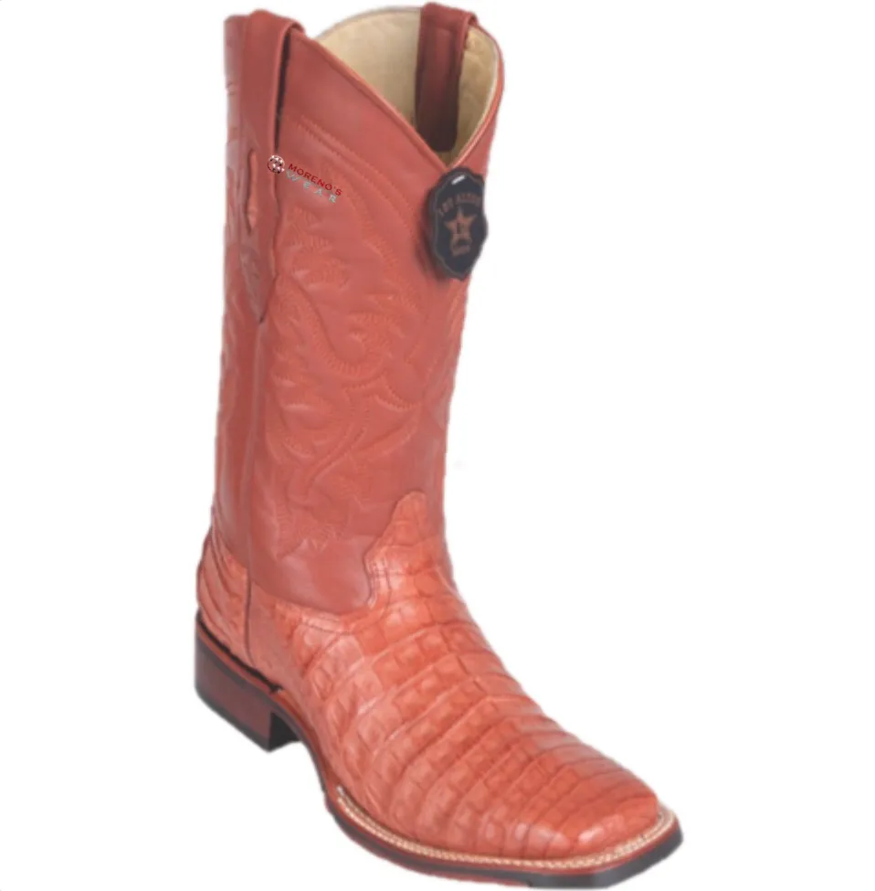 Men’s Los Altos Caiman Belly Boots Wide Square Toe (Rubber Sole)