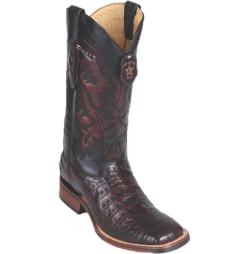 Men’s Los Altos Caiman Belly Boots Wide Square Toe (Rubber Sole)