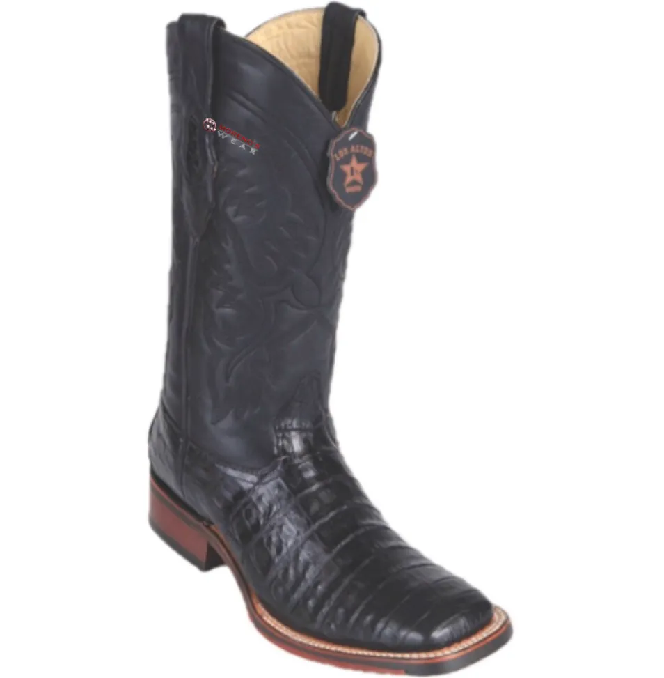 Men’s Los Altos Caiman Belly Boots Wide Square Toe (Rubber Sole)