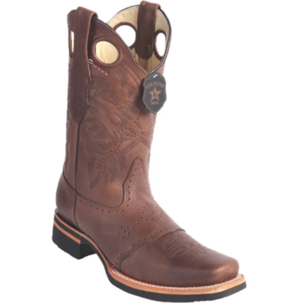 Men’s Los Altos Grisly Boots With Saddle Square Toe (Rubber Sole)