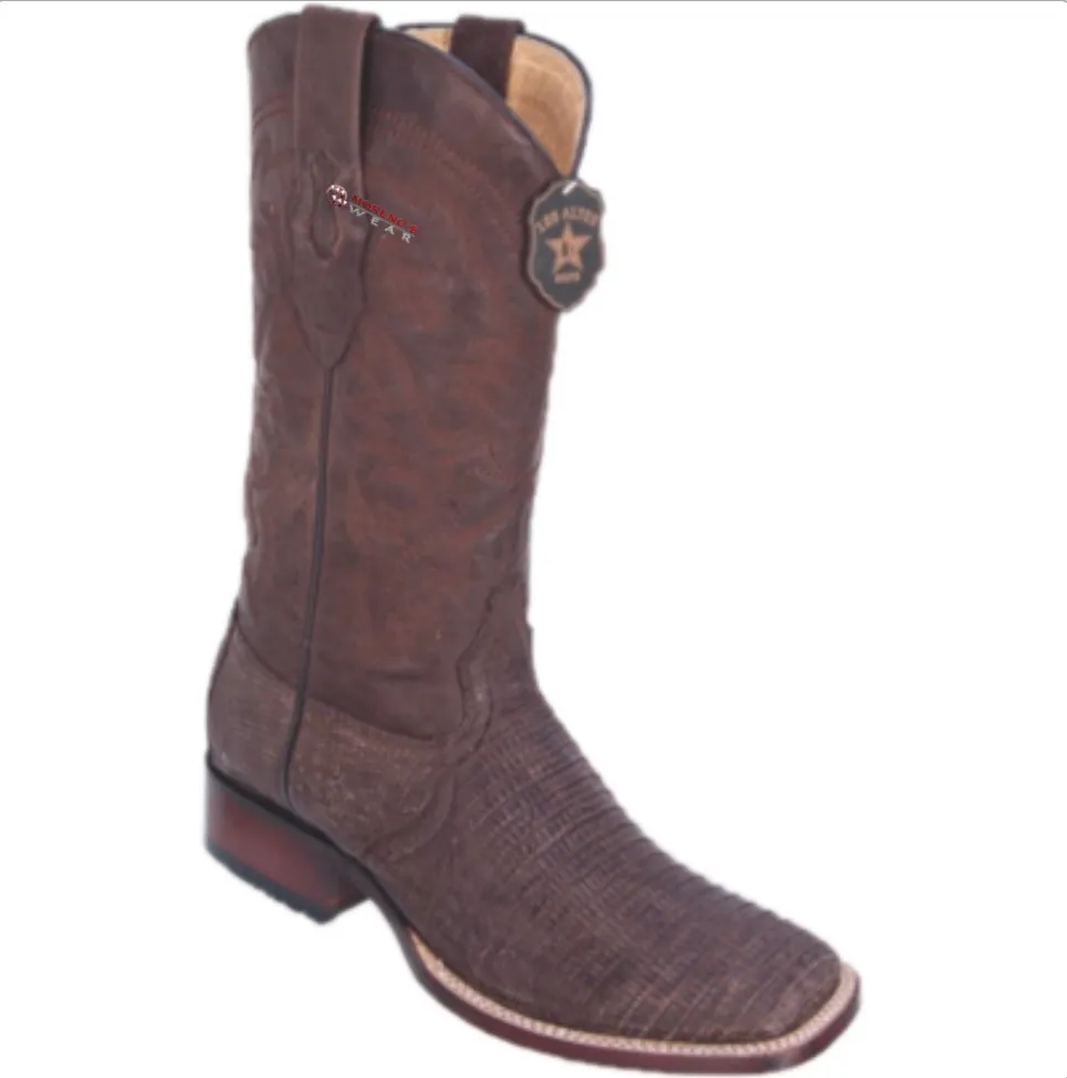 Men’s Los Altos Teju Sanded Lizard Boots Wide Square Toe