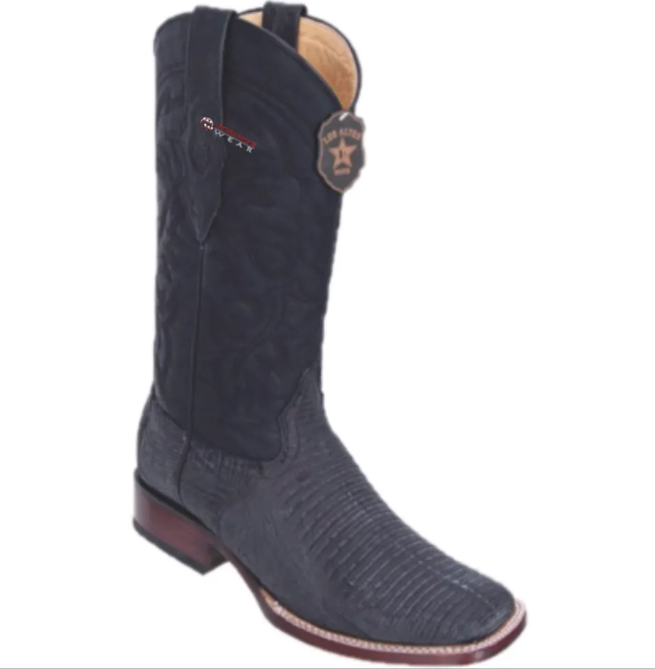 Men’s Los Altos Teju Sanded Lizard Boots Wide Square Toe