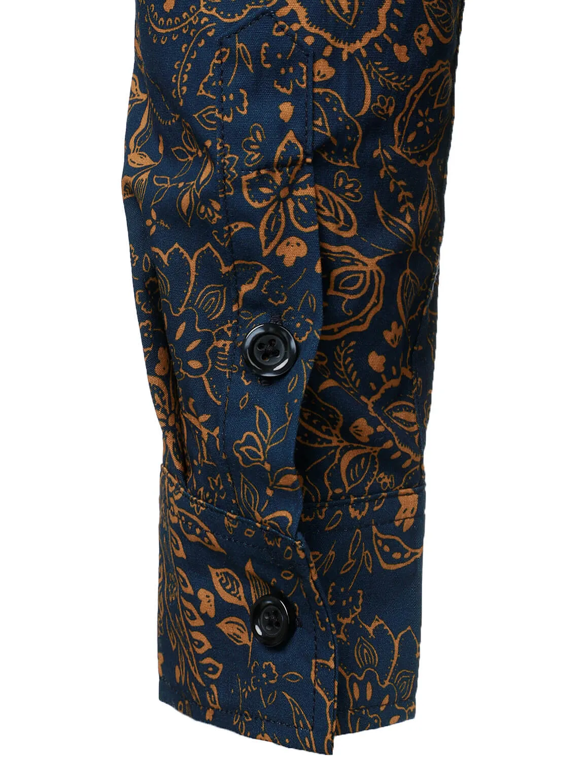 Men's Paisley Print Button Up Cotton Casual Long Sleeve Shirt