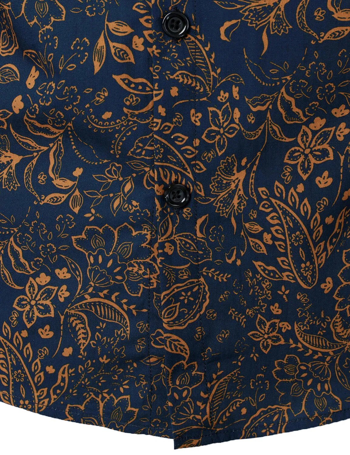 Men's Paisley Print Button Up Cotton Casual Long Sleeve Shirt