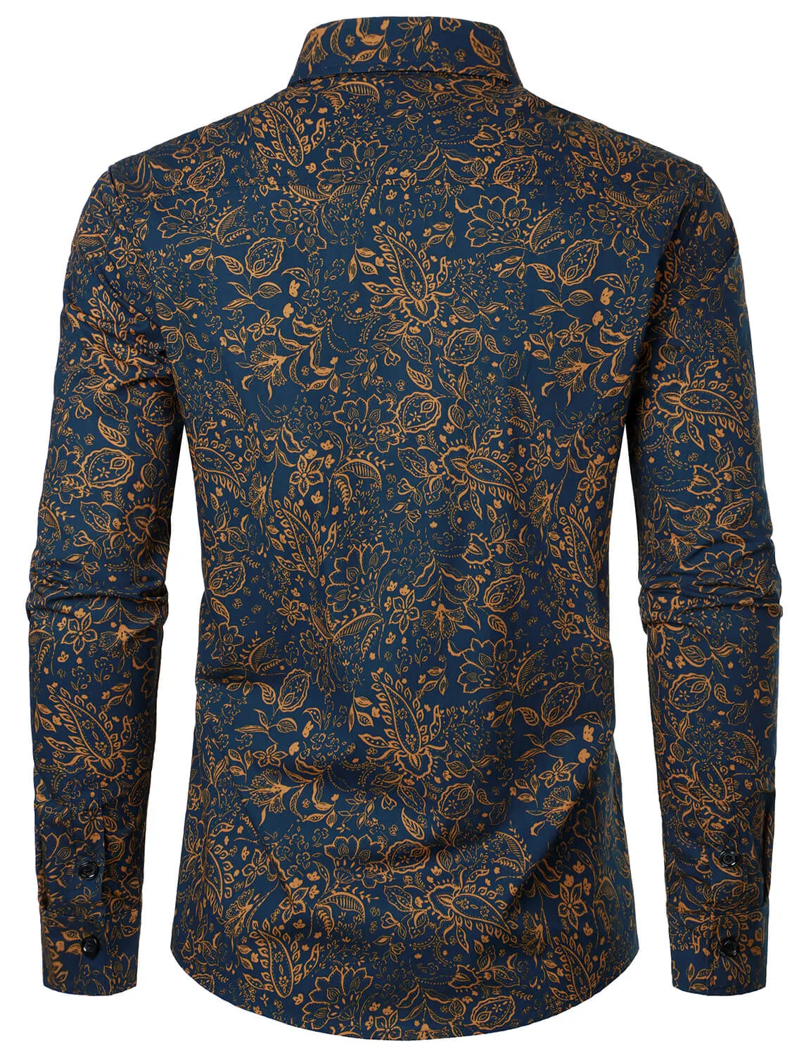 Men's Paisley Print Button Up Cotton Casual Long Sleeve Shirt