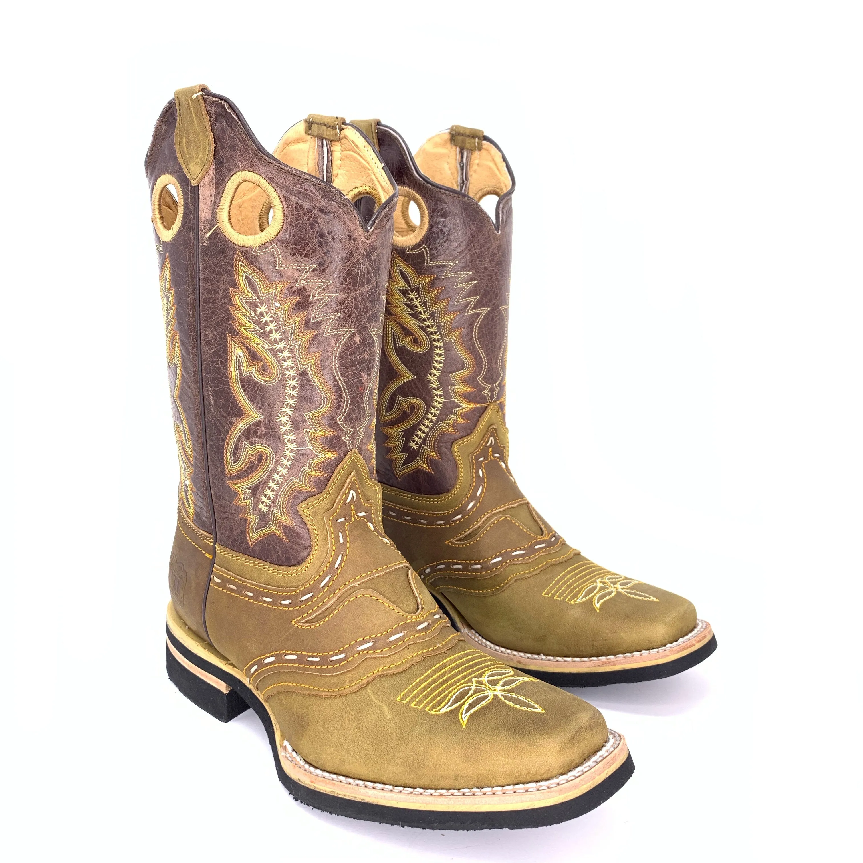 Men's Quincy Crazy With Bull Design Boots Square Toe