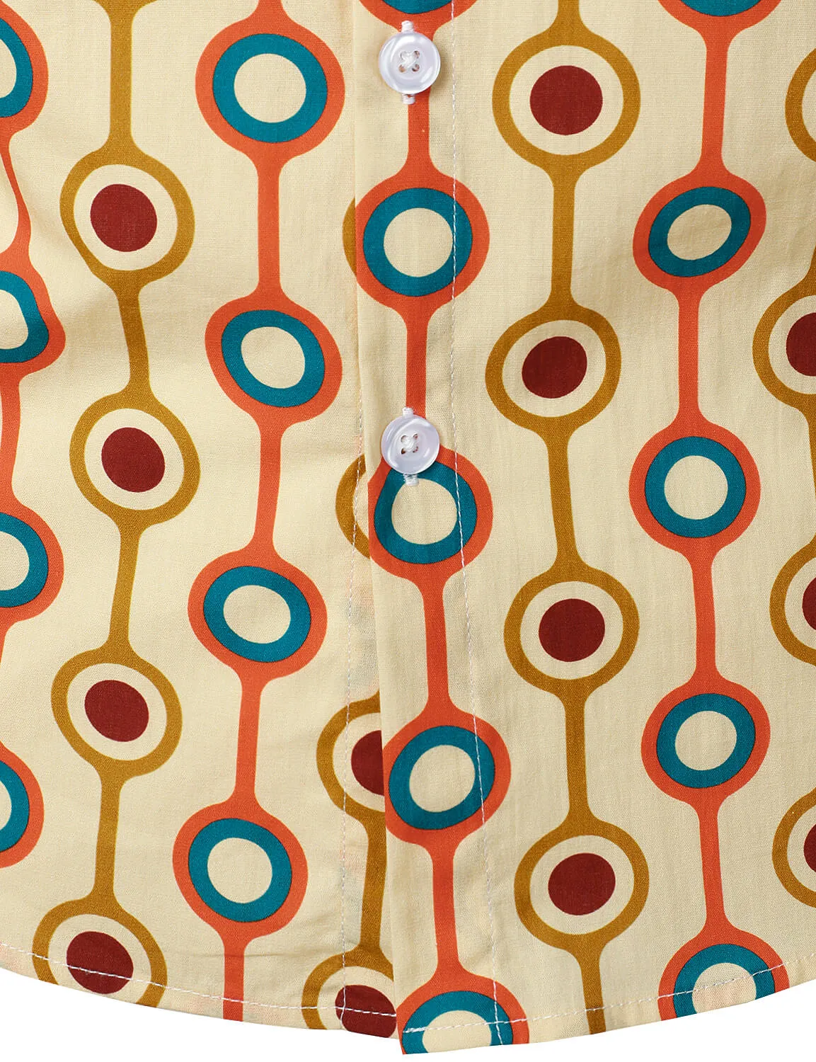 Men's Retro 70s Geometric Cotton Button Up Long Sleeve Shirt