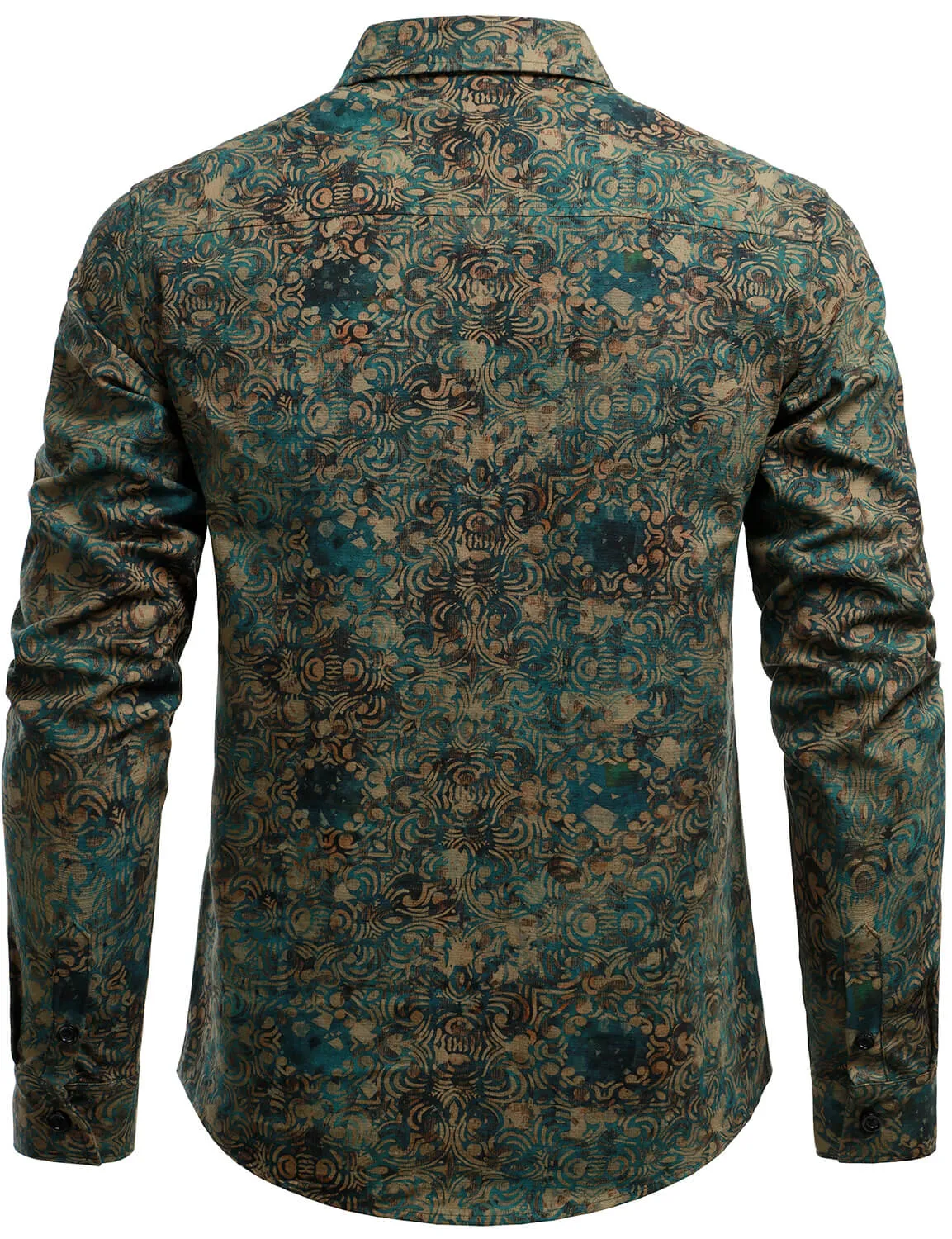 Men's Retro Abstract Print Button Up Long Sleeve Shirt