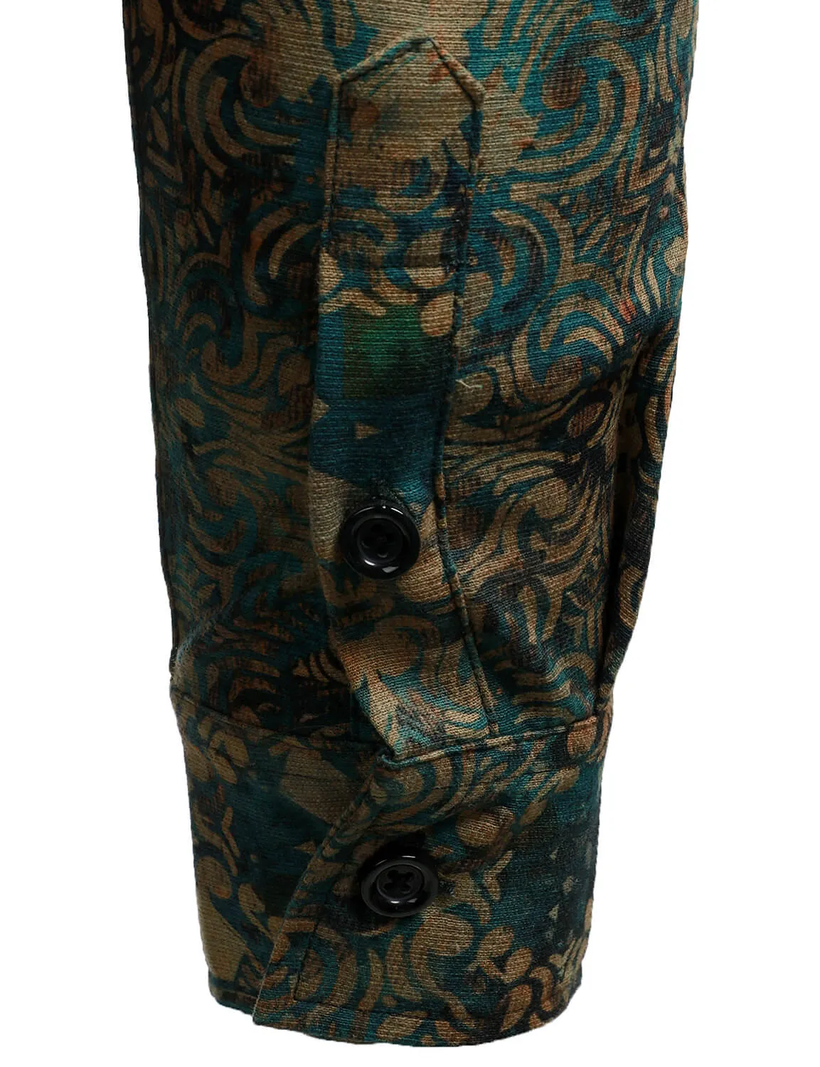 Men's Retro Abstract Print Button Up Long Sleeve Shirt