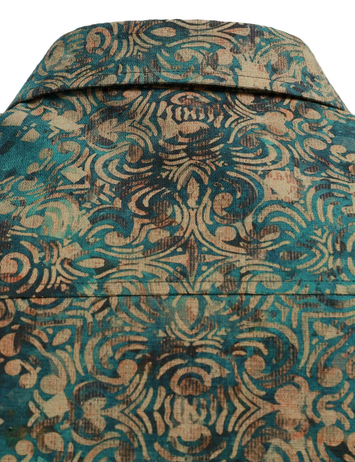 Men's Retro Abstract Print Button Up Long Sleeve Shirt