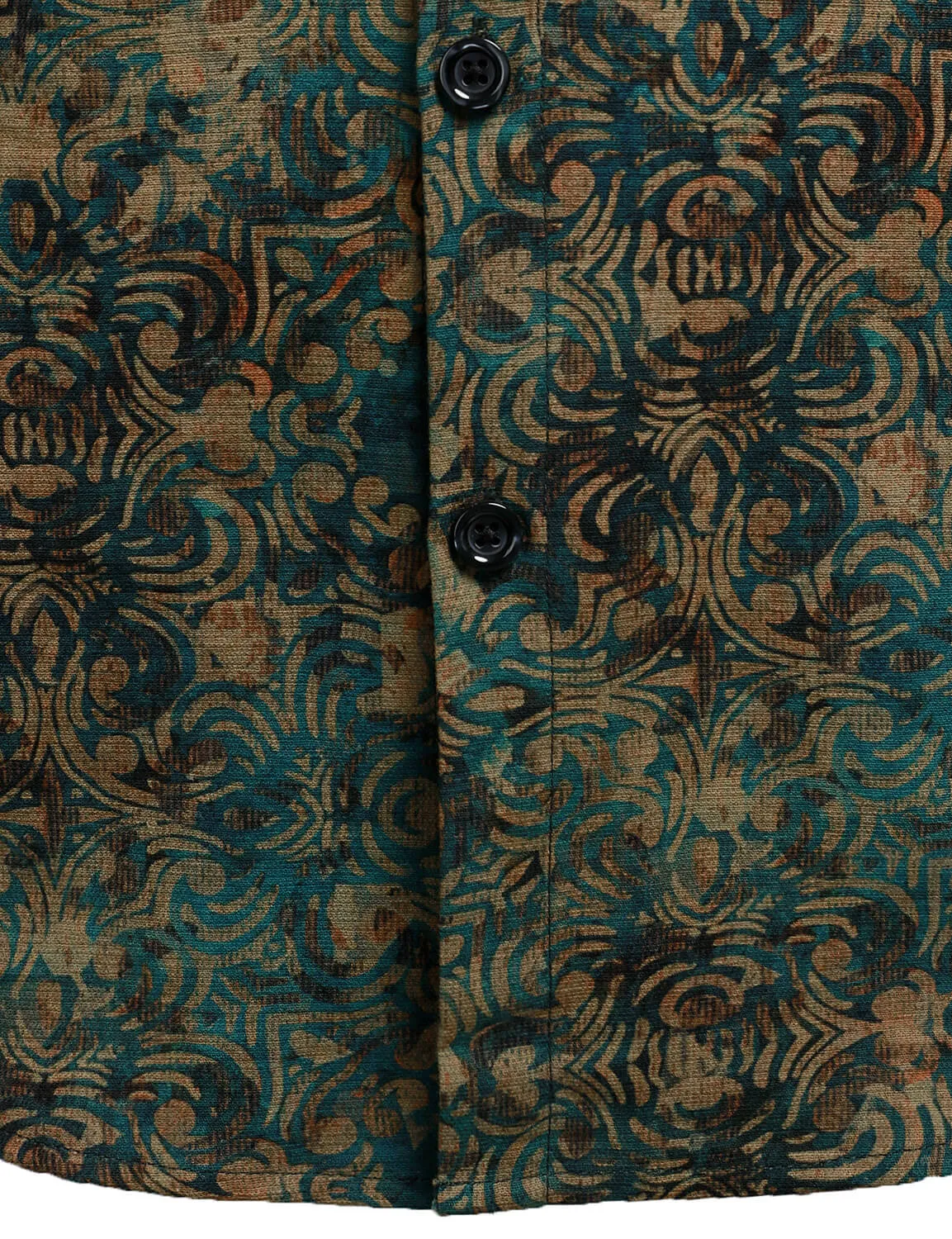 Men's Retro Abstract Print Button Up Long Sleeve Shirt