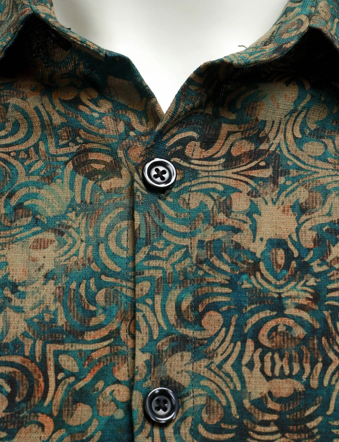 Men's Retro Abstract Print Button Up Long Sleeve Shirt
