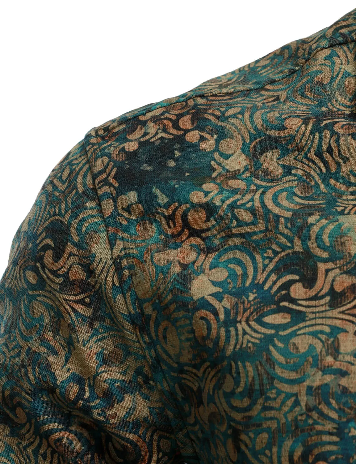 Men's Retro Abstract Print Button Up Long Sleeve Shirt