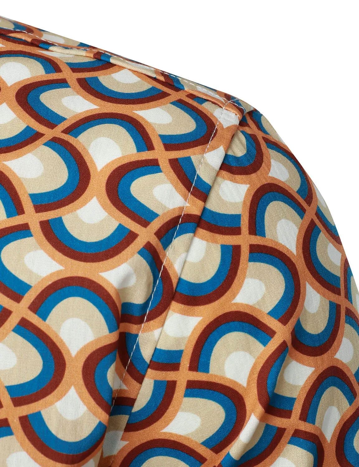 Men's Retro Button Up Vintage Geometric Circle Long Sleeve Shirt