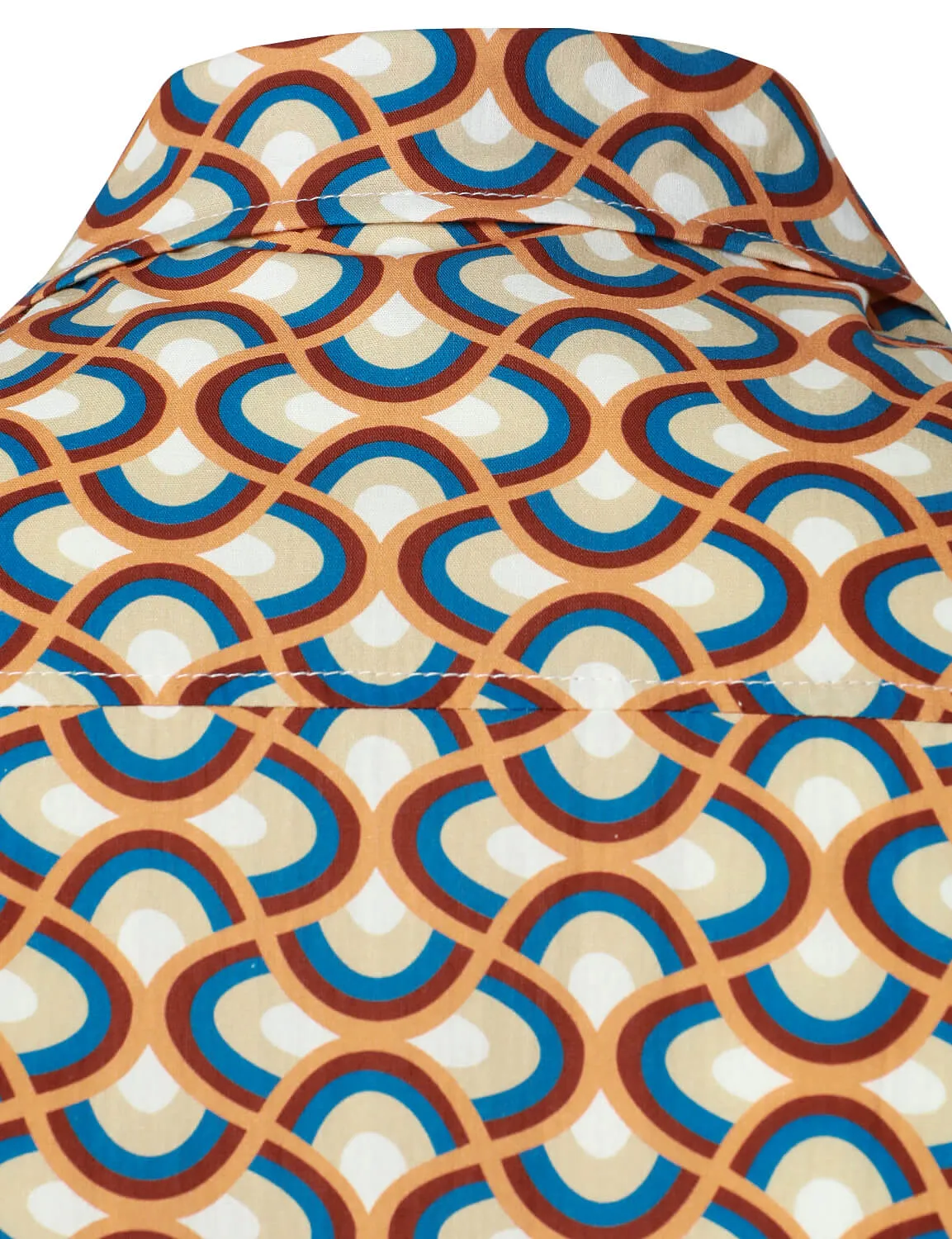 Men's Retro Button Up Vintage Geometric Circle Long Sleeve Shirt