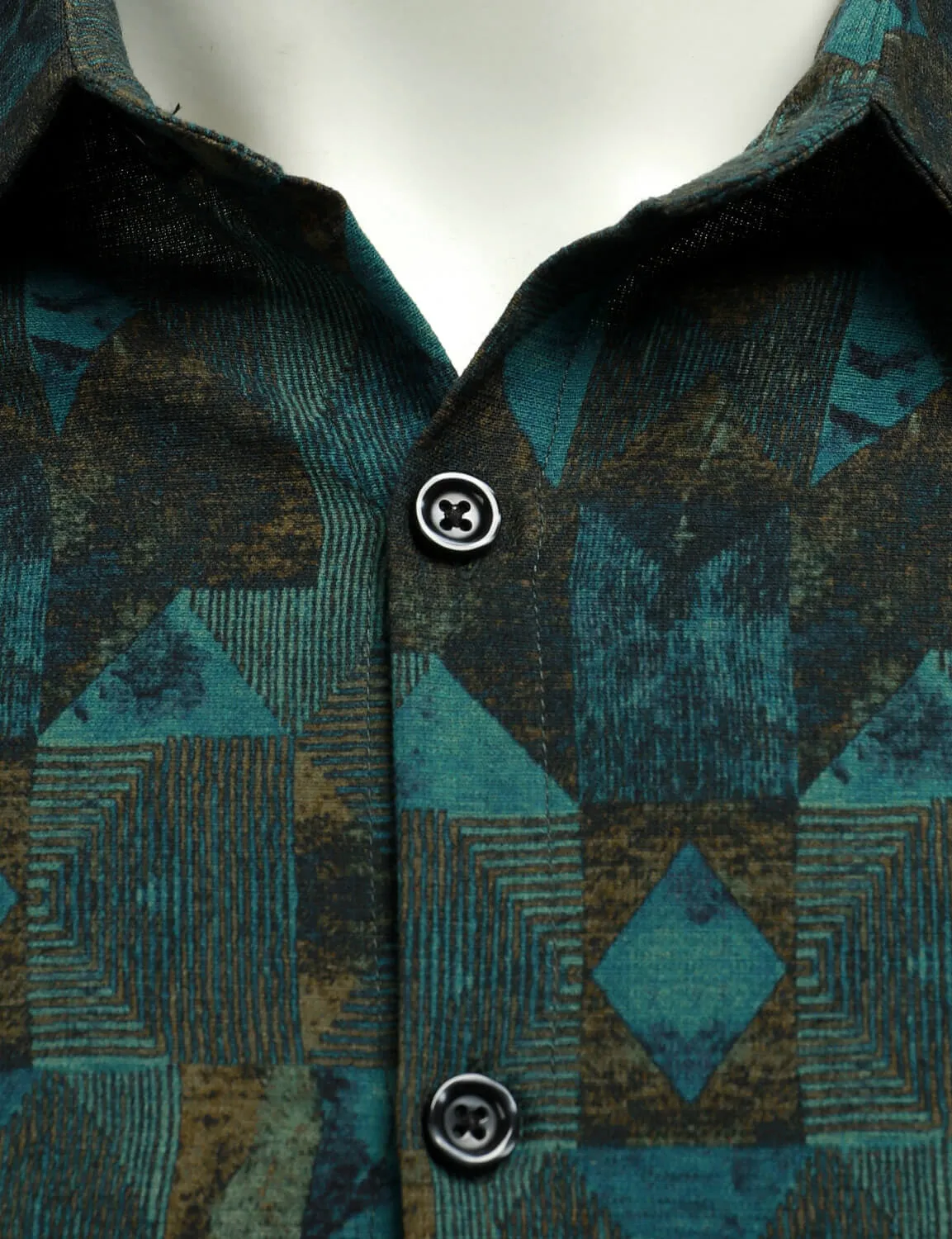 Men's Retro Geometric Print Button Up Long Sleeve Shirt