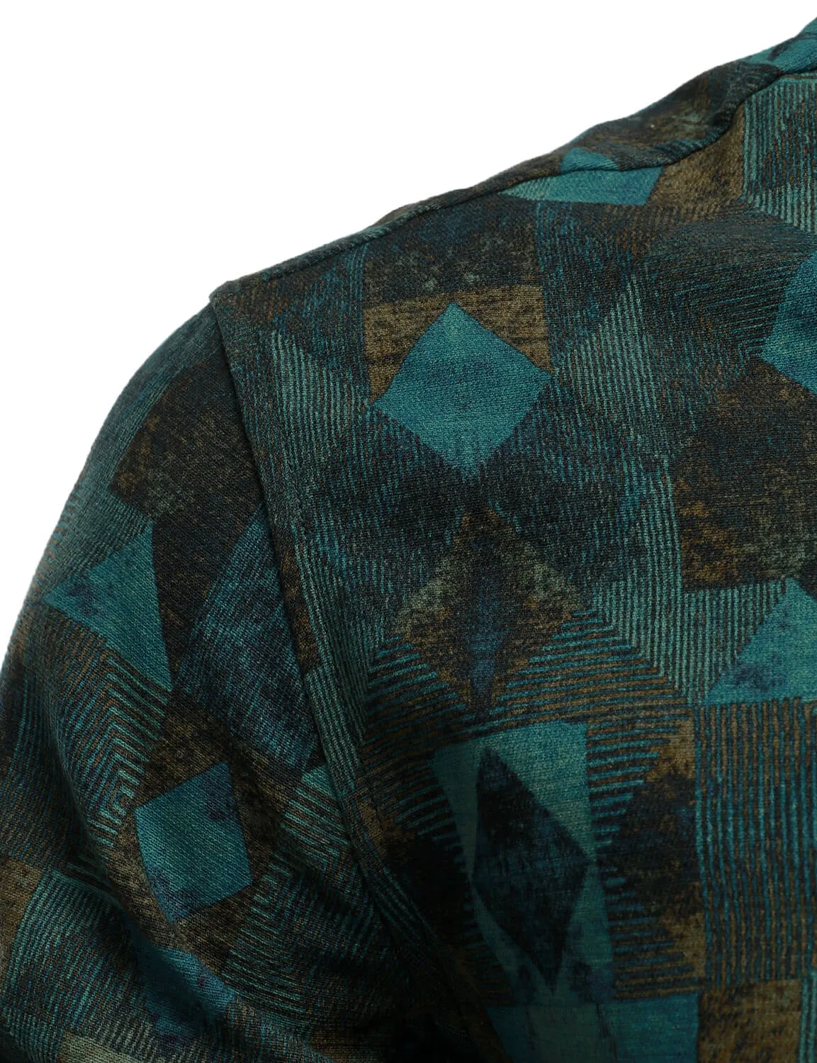 Men's Retro Geometric Print Button Up Long Sleeve Shirt