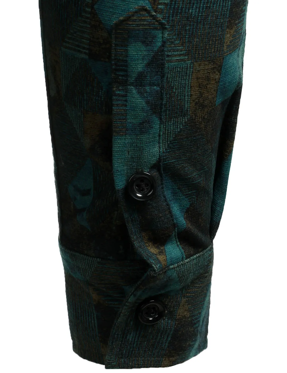 Men's Retro Geometric Print Button Up Long Sleeve Shirt