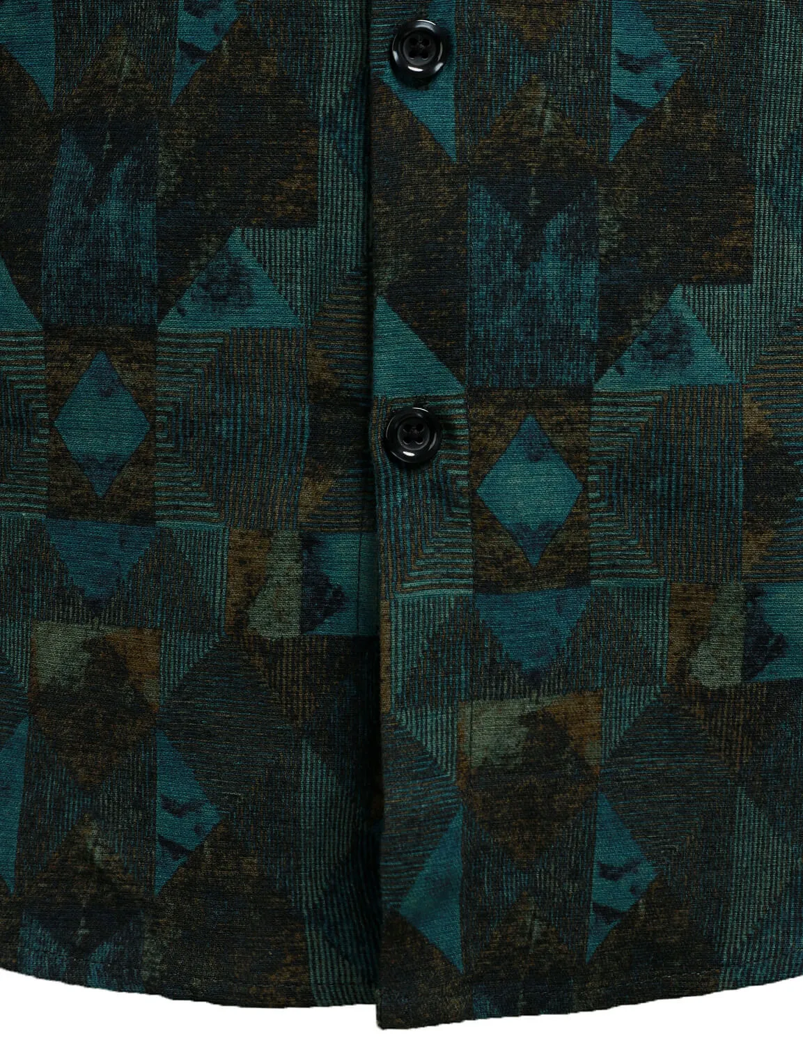 Men's Retro Geometric Print Button Up Long Sleeve Shirt