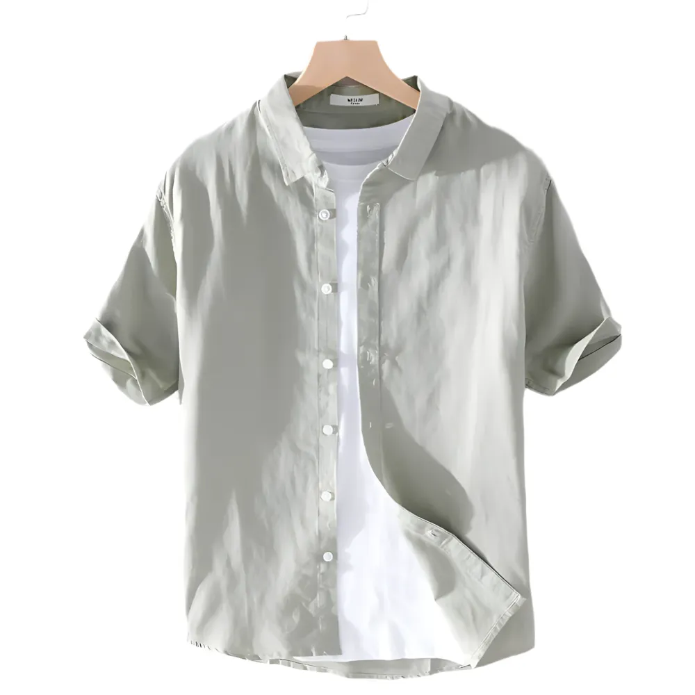 Men’s Short Sleeve Shirt – Lightweight – Button-Up – Layered Look – Casual Fit