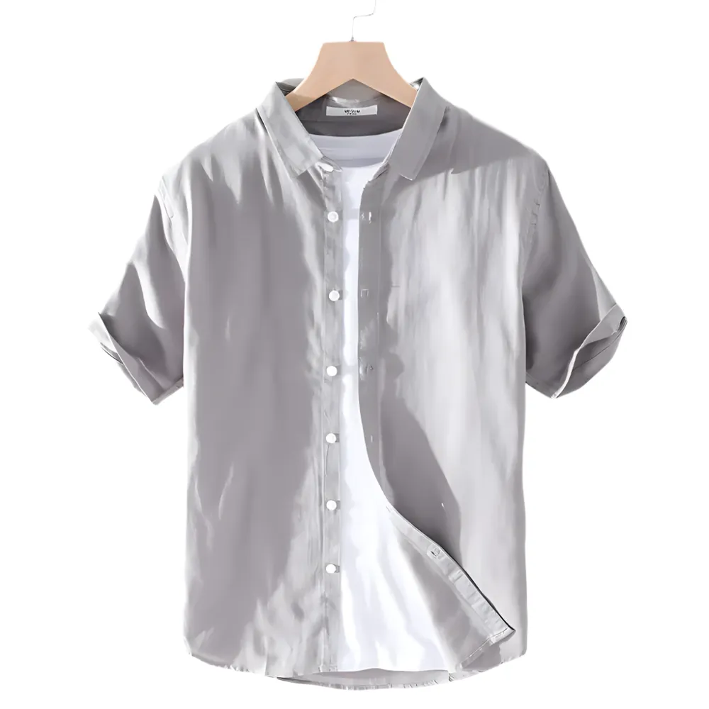 Men’s Short Sleeve Shirt – Lightweight – Button-Up – Layered Look – Casual Fit