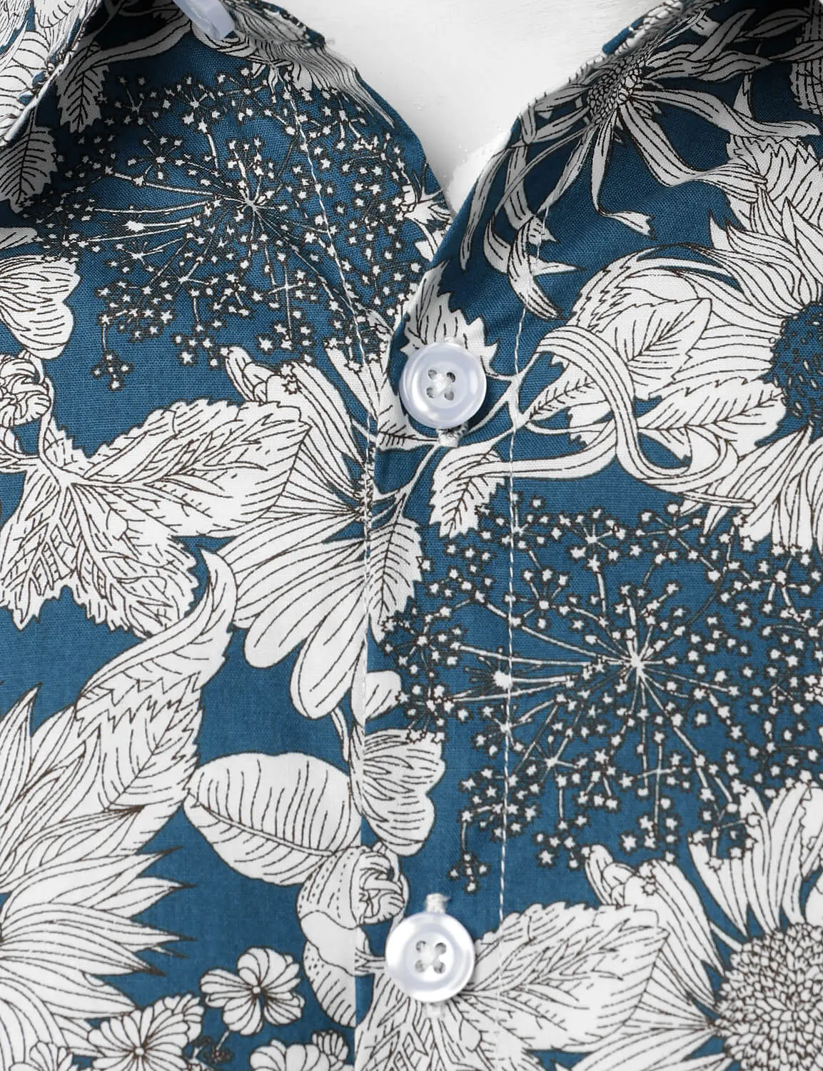 Men's Vintage Floral Cotton Button Up Long Sleeve Shirt