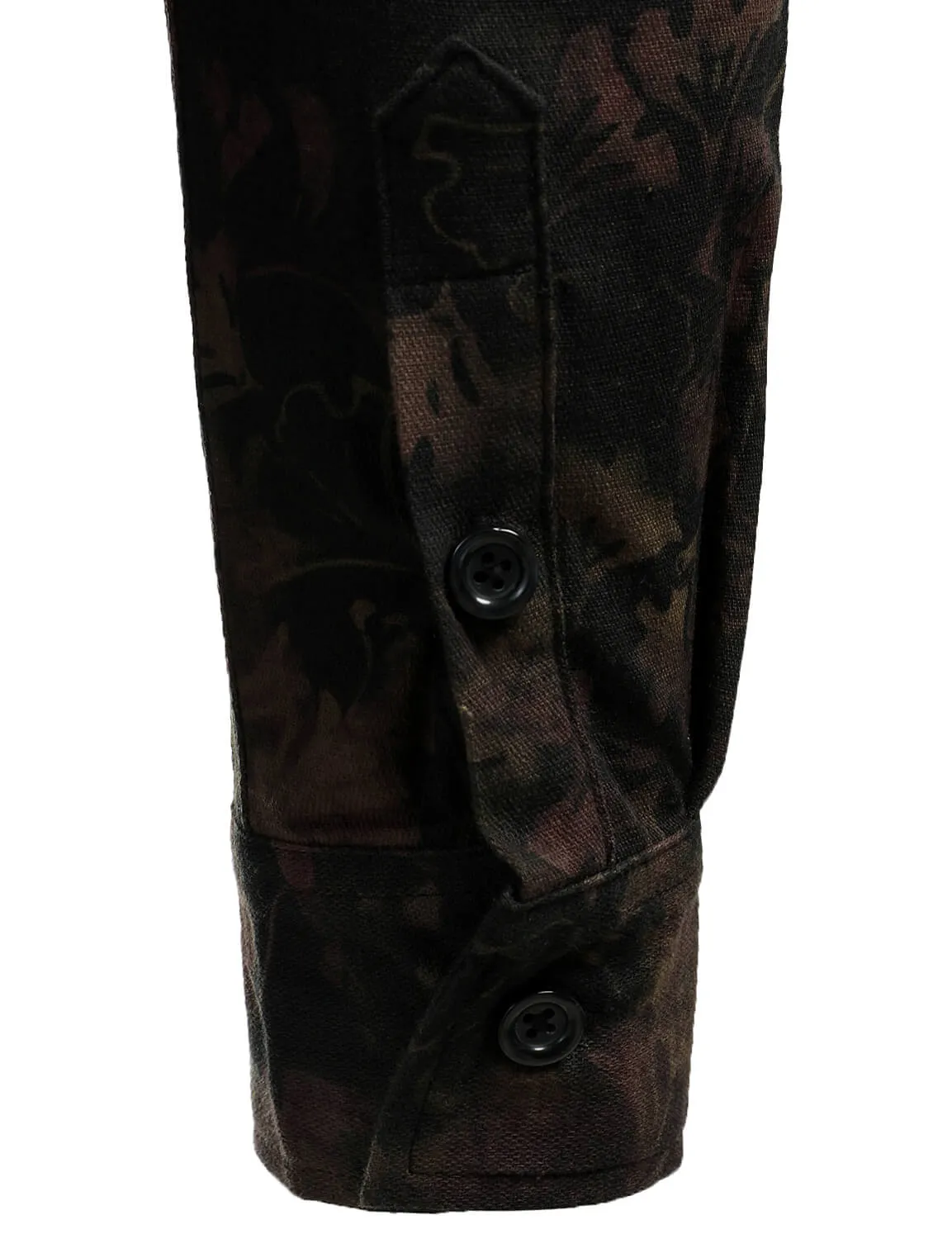Men's Vintage Print Button Up Casual Long Sleeve Dress Shirt