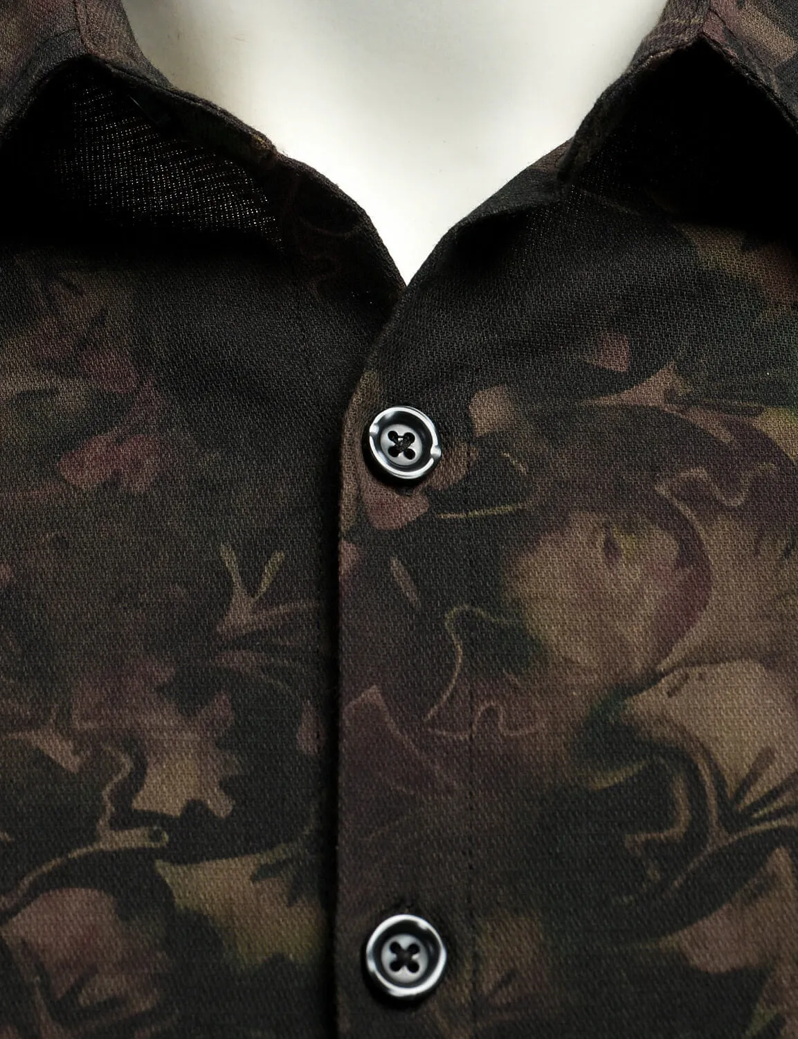 Men's Vintage Print Button Up Casual Long Sleeve Dress Shirt