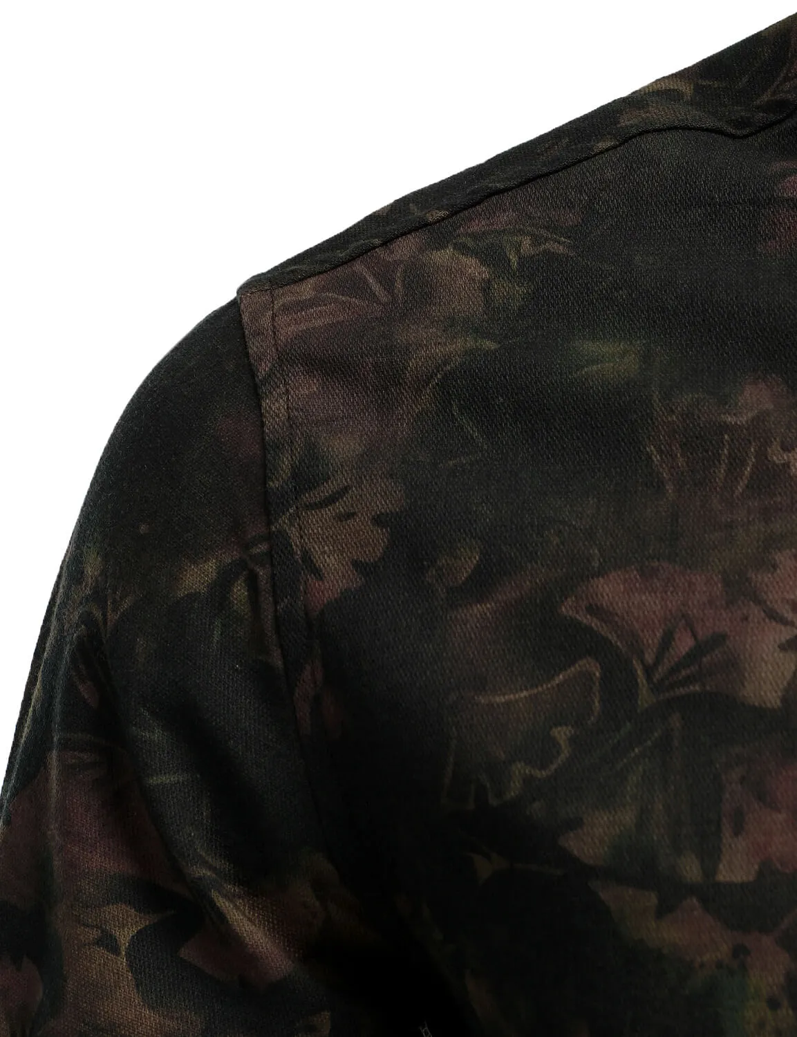 Men's Vintage Print Button Up Casual Long Sleeve Dress Shirt