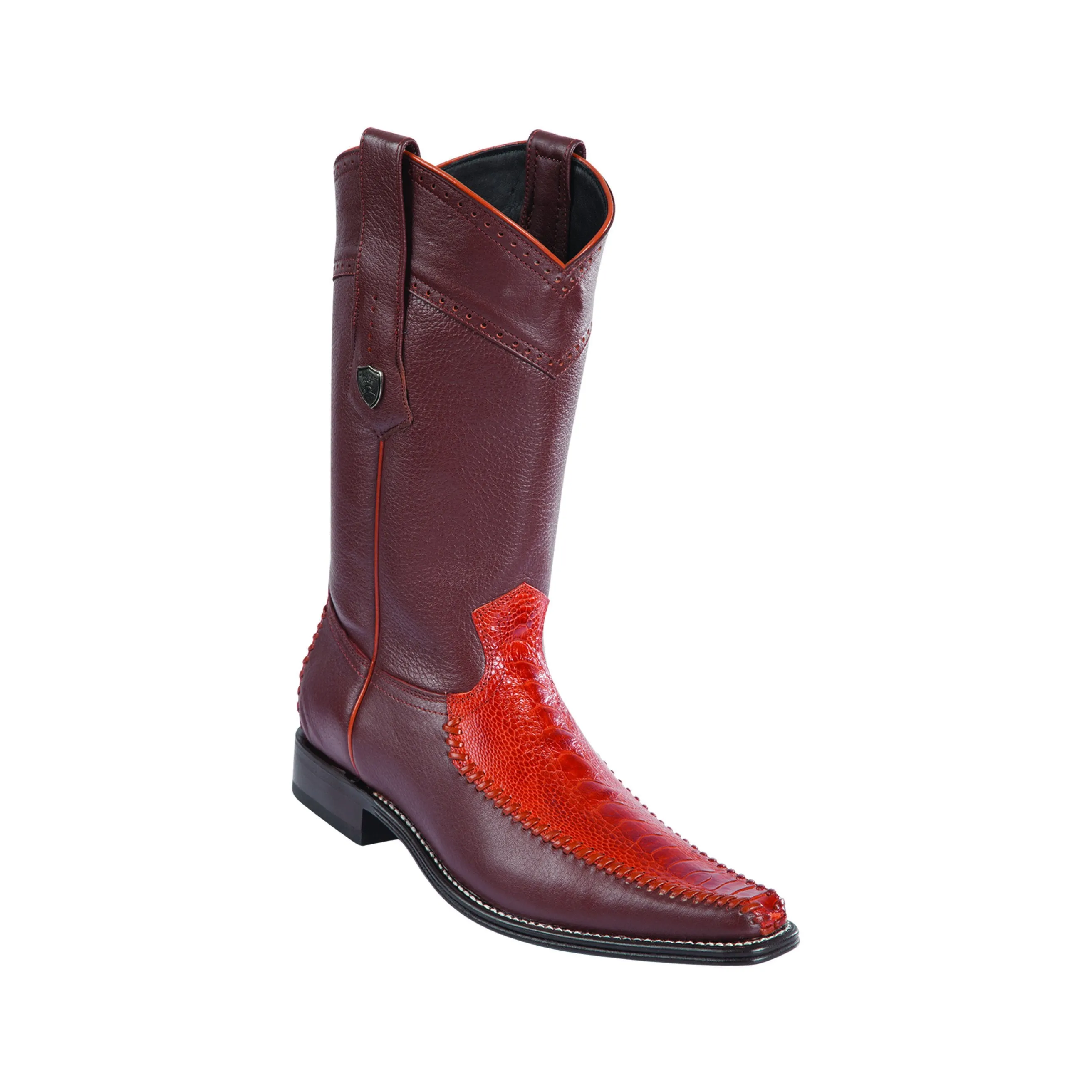 Men's Wild West Ostrich Leg With Deer Boots European Square Toe