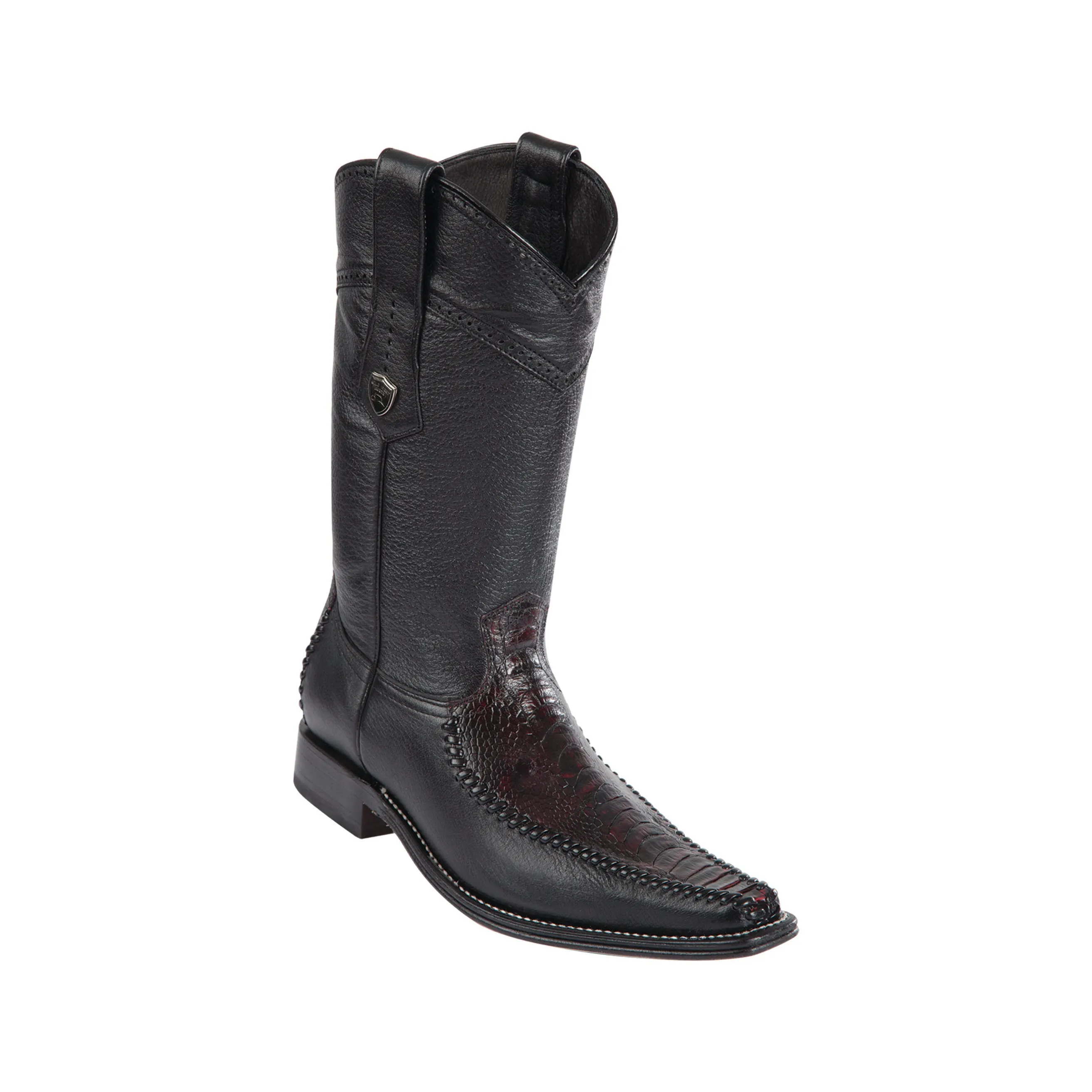 Men's Wild West Ostrich Leg With Deer Boots European Square Toe