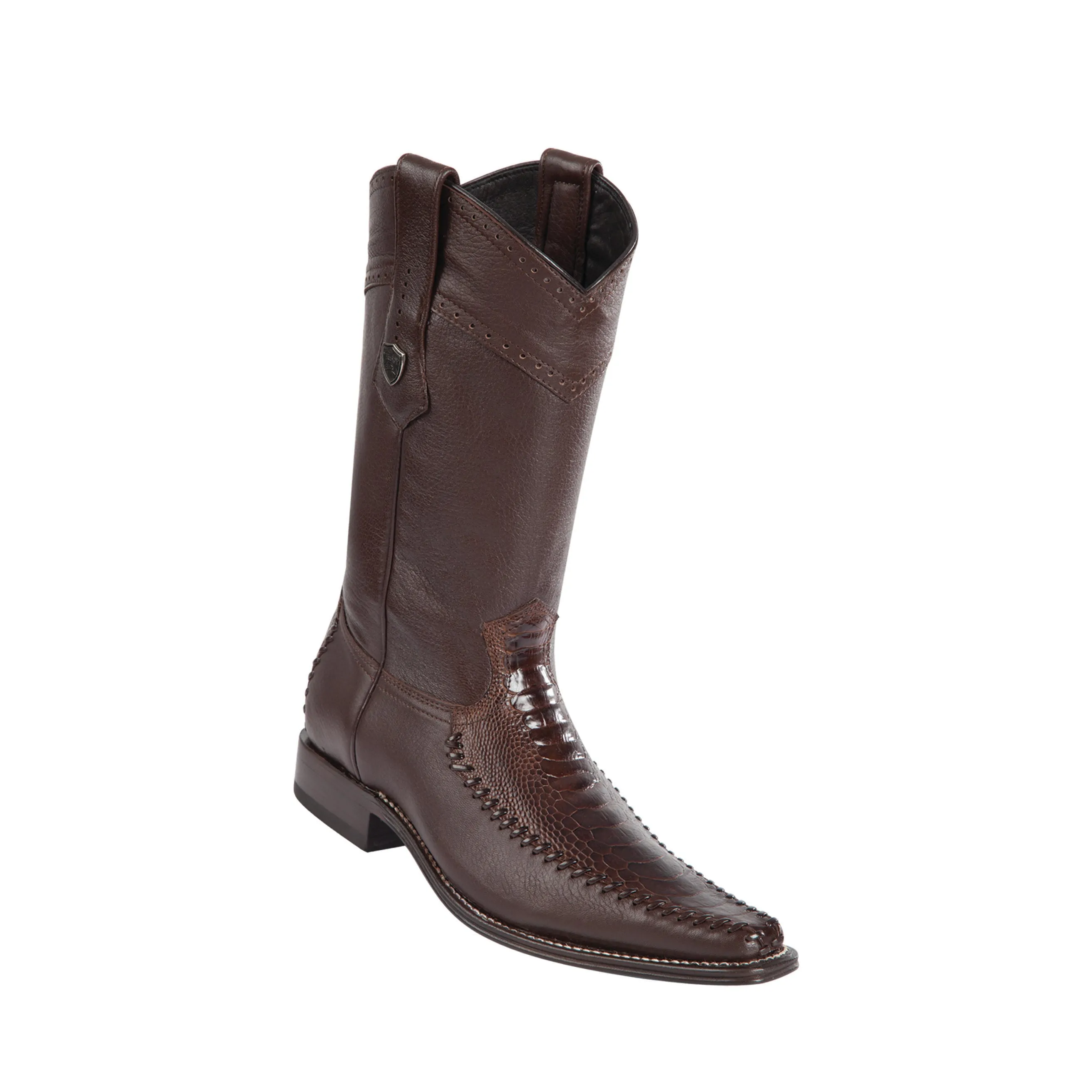 Men's Wild West Ostrich Leg With Deer Boots European Square Toe