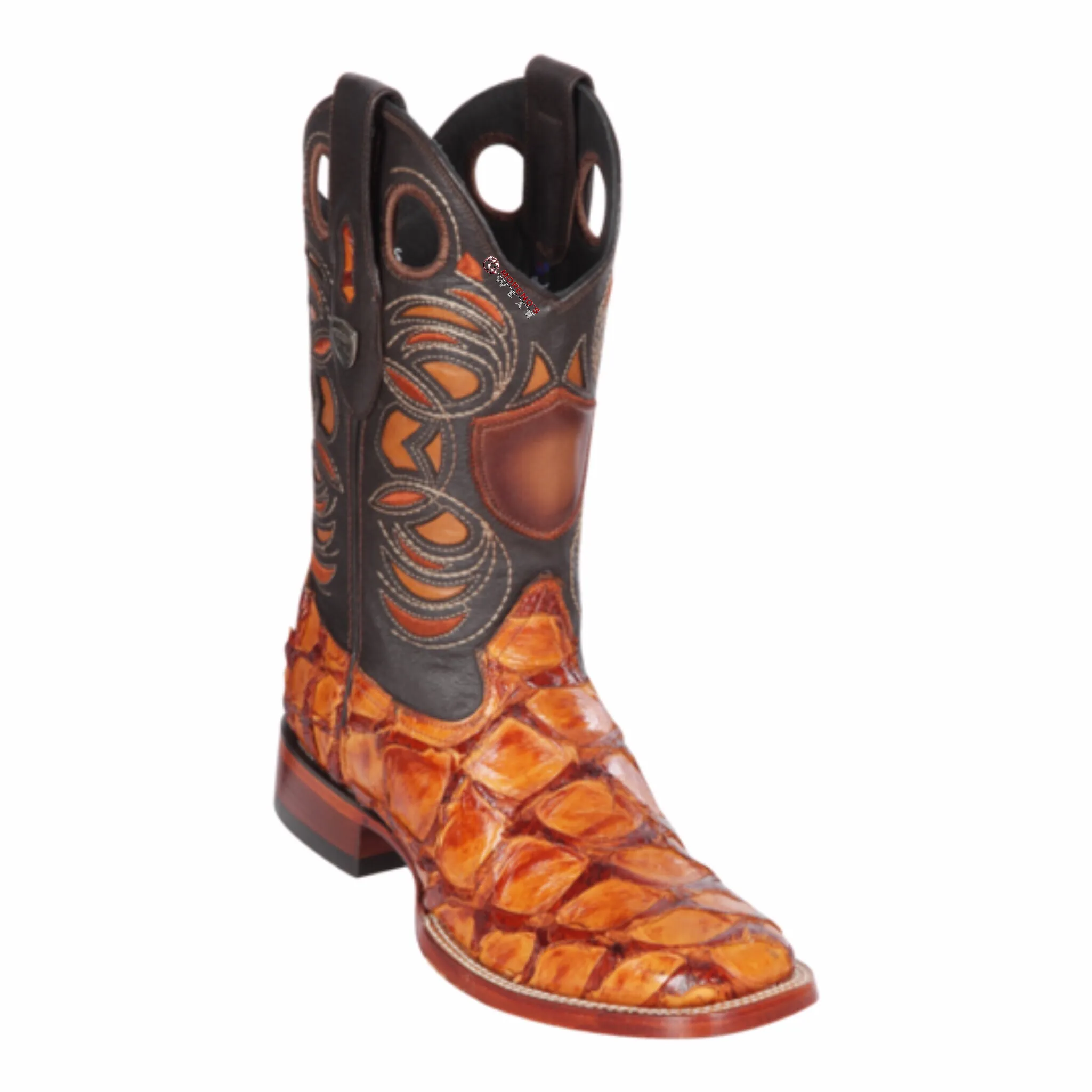 Men’s Wild West Pirarucu Fish Boots Wide Square Toe