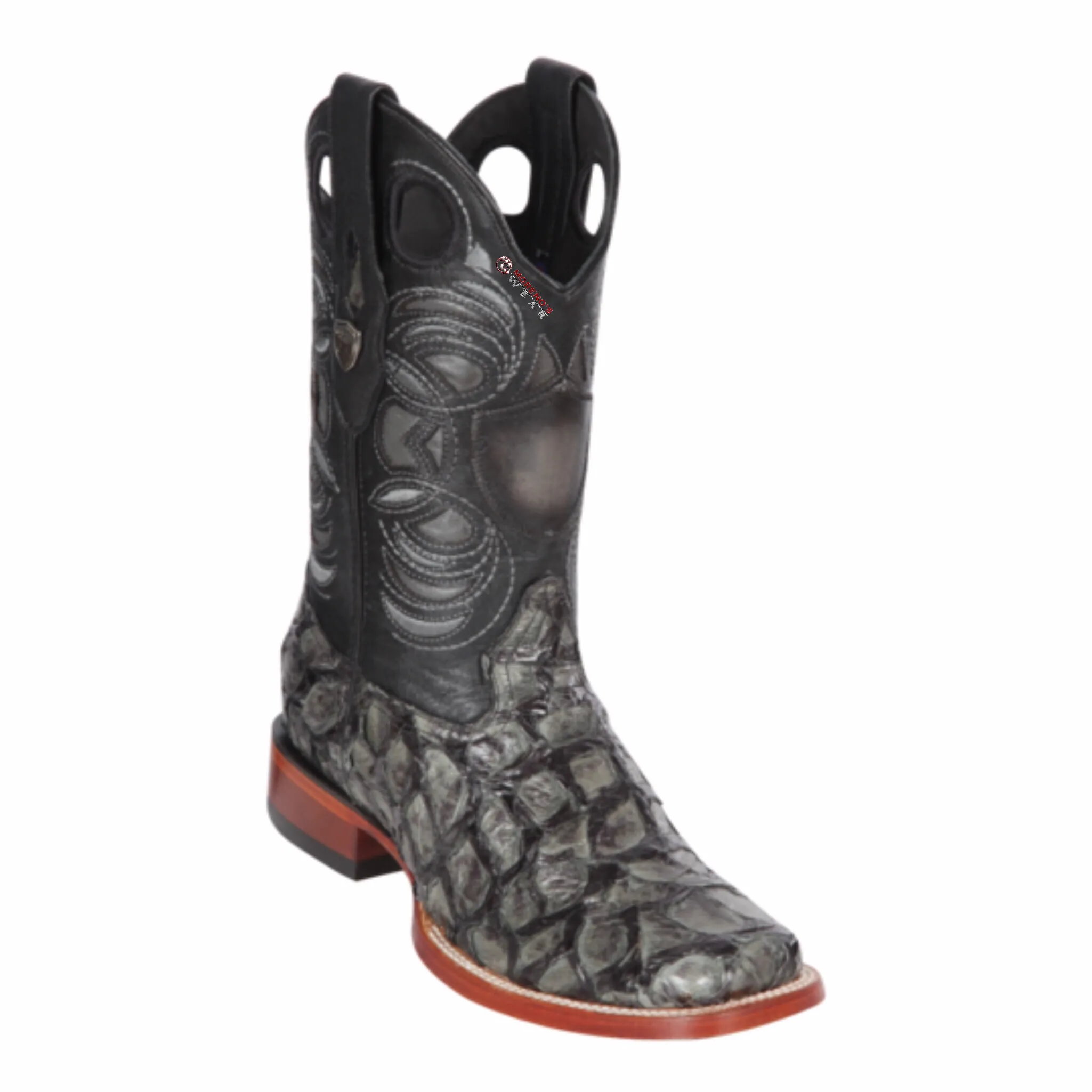 Men’s Wild West Pirarucu Fish Boots Wide Square Toe