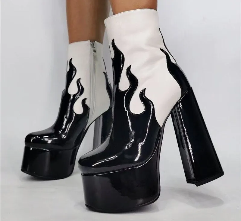 Mixed Colors Women Boots Ankle Platform