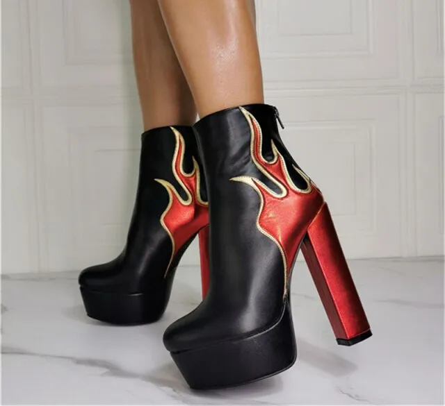 Mixed Colors Women Boots Ankle Platform