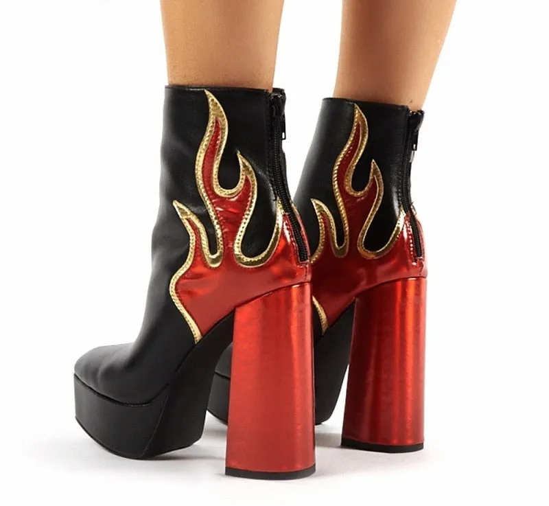 Mixed Colors Women Boots Ankle Platform